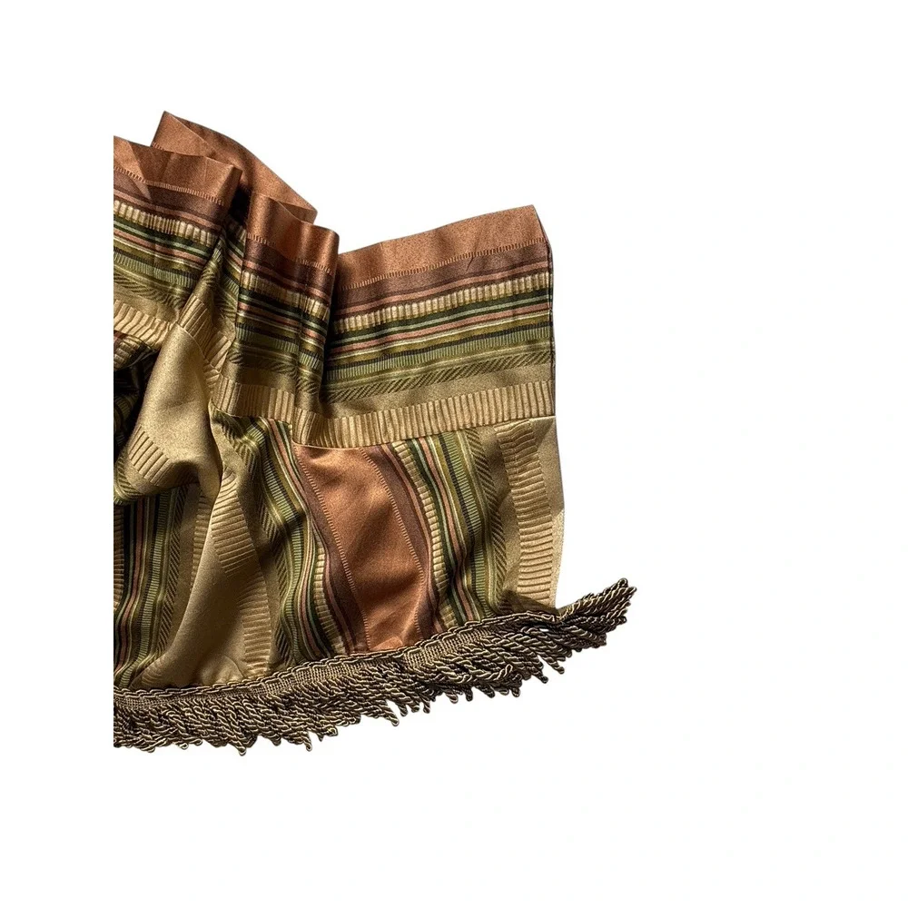 Single Croscill Carrington Swag Valance Satin Stripe Fringe Trim Short Curtain